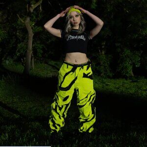 Cool Shirtz Portal Reversible Jeans Size 36 Neon Black Reversible Baggy Heavy